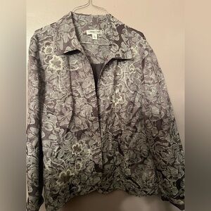 Coldwater Creek Lavender Floral Jacquard Blazer Pre Owned Size XL
